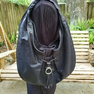 Cole Haan leather purse, black with brown interior